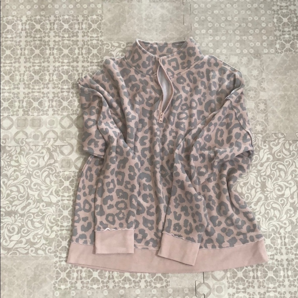 Leopard quarter zip